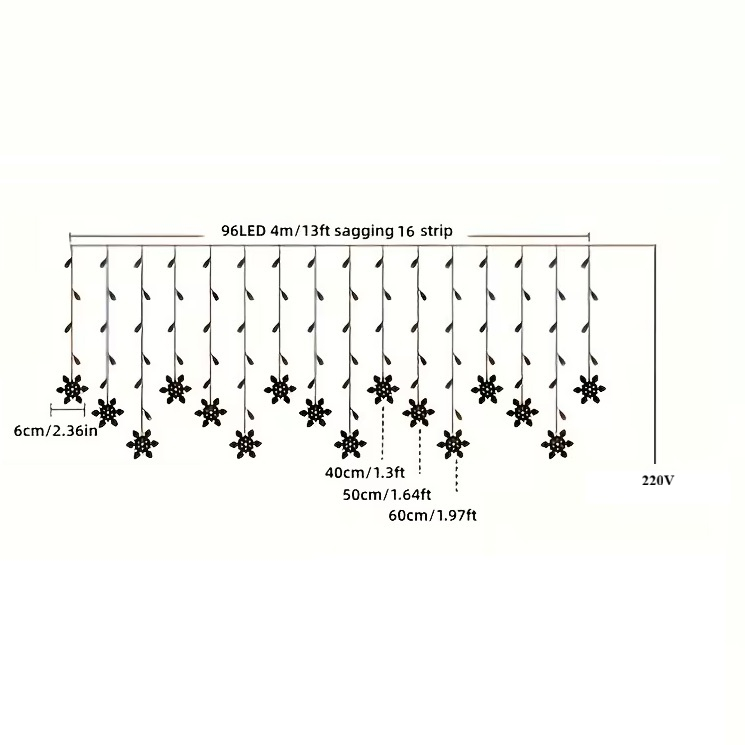 Гірлянда №16 LED + сніжинки 4*0,7м (кольорова/220V) Гірлянда №16 LED + сніжинки 4*0,7м (кольорова/220V)