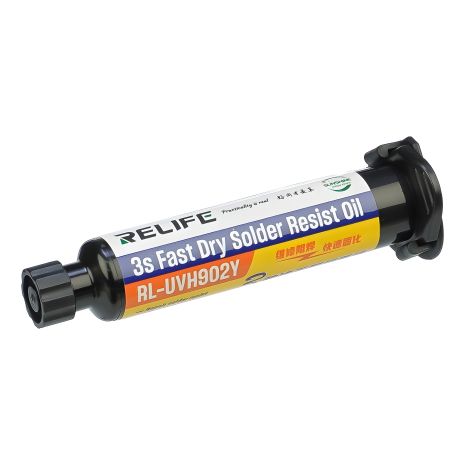 Желтый быстросохнущий изоляционный лак Relife RL-UVH902Y 3S, в шприце, 10 ml