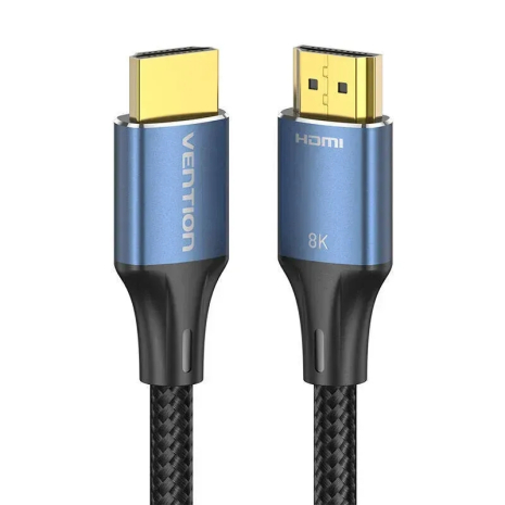 Кабель Vention Cotton Braided HDMI-A Male to Male HD v2.1 Cable 8K 2M Blue Aluminum Alloy Type (ALGLH)
