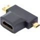 HDMI адаптер 3 in 1 Female to Mini HDMI Male + Micro HDMI Male HDMI адаптер 3 in 1 Female to Mini HDMI Male + Micro HDMI Male