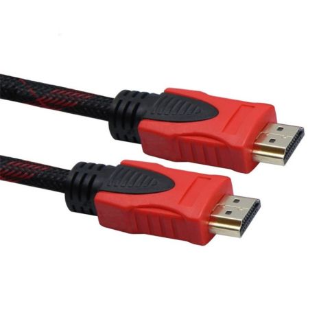 HDMI кабель 1.5m, нейлоновая оплётка, позолоченные коннекторы, чёрно-красный
