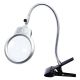 Лупа подвійна на гнучкій нозі з затискачем MG15122-C та LED-підсвічуванням (велика лупа 125 мм, 2x; мала лупа 26 мм, 6x)