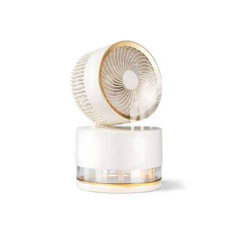 Беспроводной настольный вентилятор модели F5 с увлажнением и подсветкой, белый