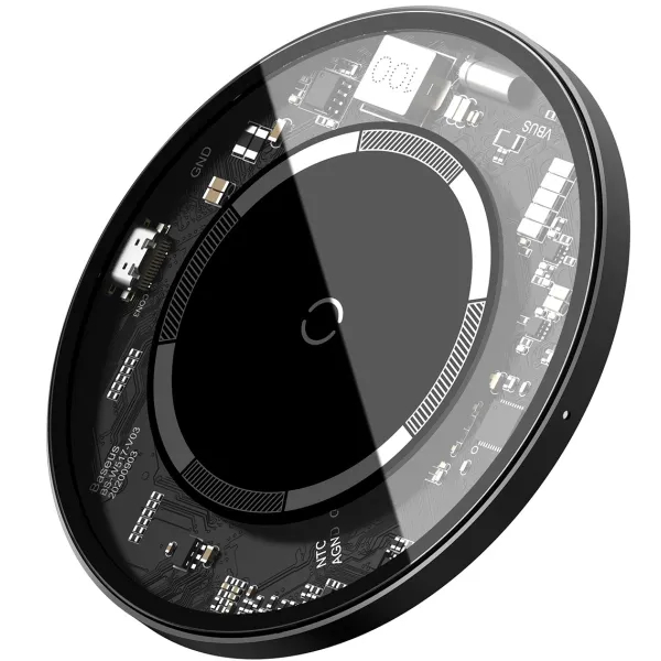 Зврядка Qi BASEUS Simple Magnetic Wireless Charger (suit for IP12) |15W| (WXJK-E02) transparent-black Зврядка Qi BASEUS Simple Magnetic Wireless Charger (suit for IP12) |15W| (WXJK-E02) transparent-black