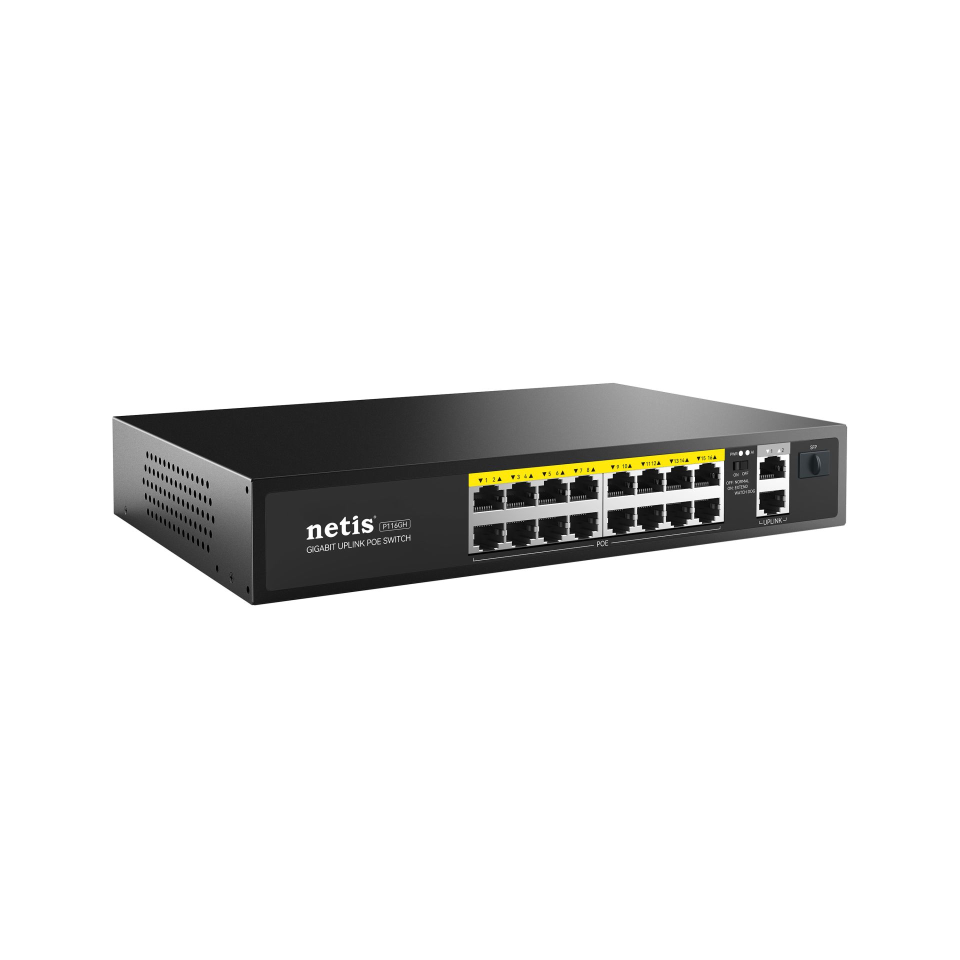 Некерований комутатор Netis P116GH, 16xFE PoE+, 2xGE Uplink, 1xGE SFP Некерований комутатор Netis P116GH, 16xFE PoE+, 2xGE Uplink, 1xGE SFP