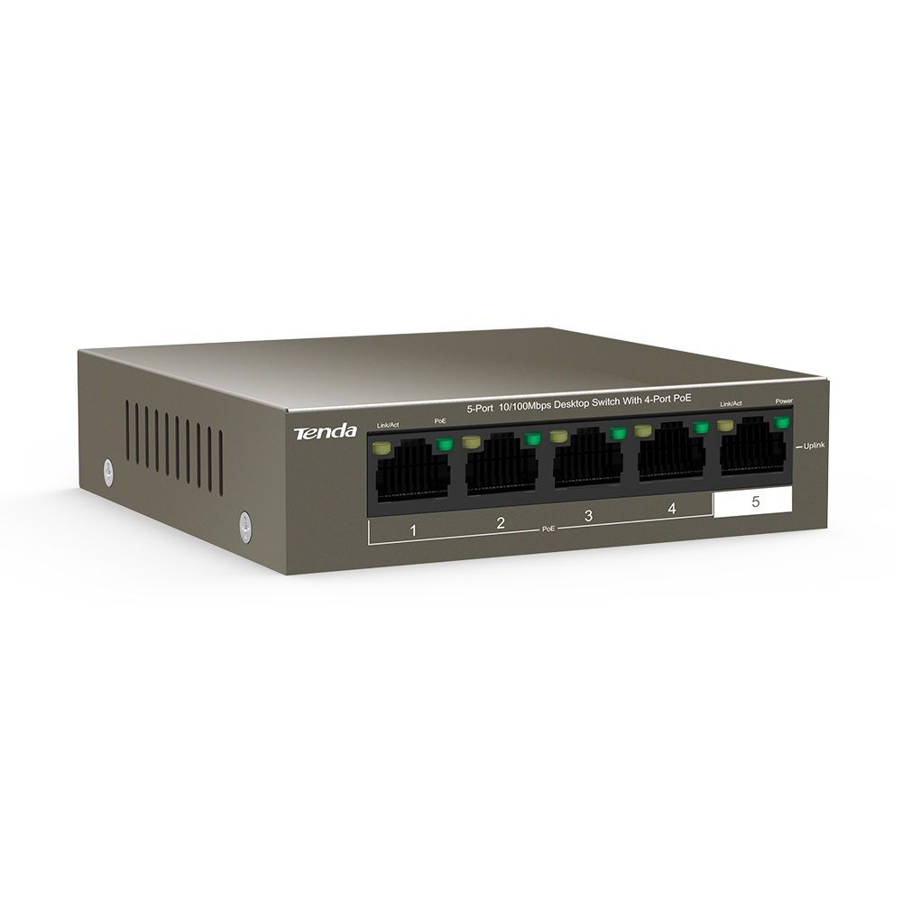 Мережевий комутатор TENDA TEF1105P-4-63W, 4xFE PoE, 1xFE Uplink Мережевий комутатор TENDA TEF1105P-4-63W, 4xFE PoE, 1xFE Uplink