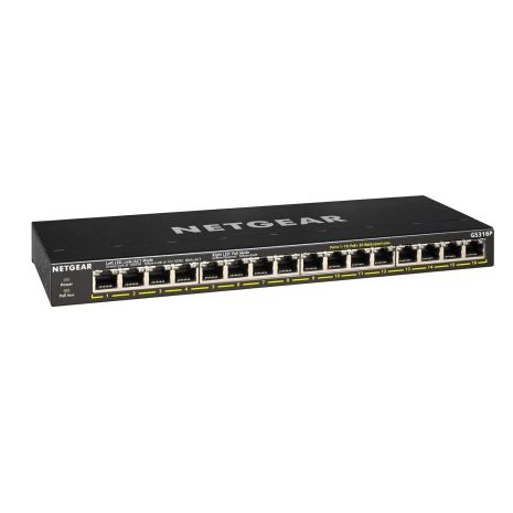 NETGEAR GS316P 16-портовый неуправляемый PoE+ коммутатор (115Вт), FlexPoE