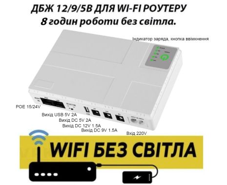 ИБП (UPS) 18W 8800mAh для роутера/терминала DC1018P - 12V/ 9V/ 5V белый