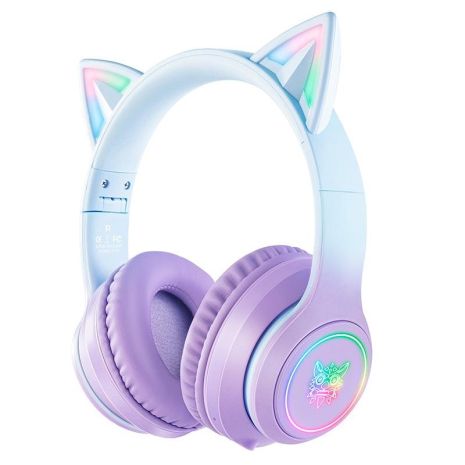 Наушники ONIKUMA Bluetooth Gaming CAT with LED B90 purple