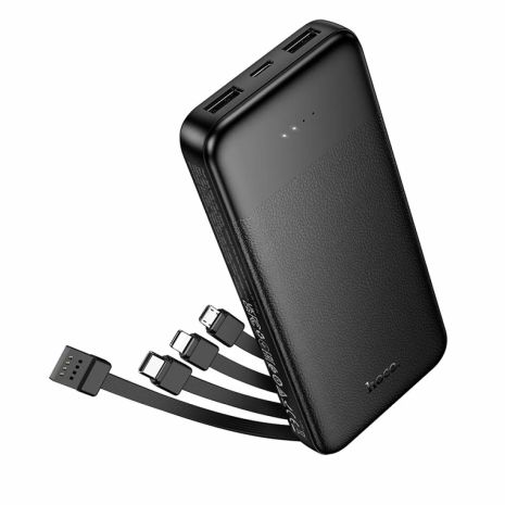 Повербанк Hoco J163 10000mAh + кабеля 4в1 USB-А/ Lightning/ Type-C/ MicroUSB black