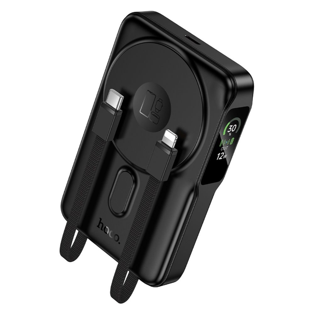 Повербанк Hoco Q48 10000mAh PD 20W 3в1 магнитный с функцией беспроводной зарядки black Повербанк Hoco Q48 10000mAh PD 20W 3в1 магнитный с функцией беспроводной зарядки black