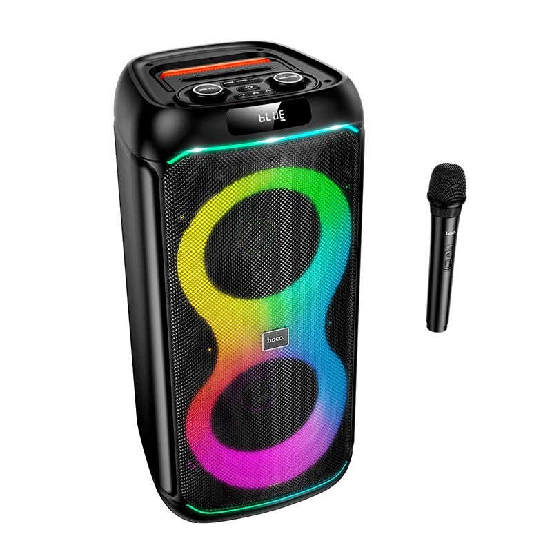 Портативная акустика HOCO Sound outdoor RGB BT с микрофоном DS73 |BT5.0, FM/USB/AUX/TF, 40W, 2-3h| черная Портативная акустика HOCO Sound outdoor RGB BT с микрофоном DS73 |BT5.0, FM/USB/AUX/TF, 40W, 2-3h| черная