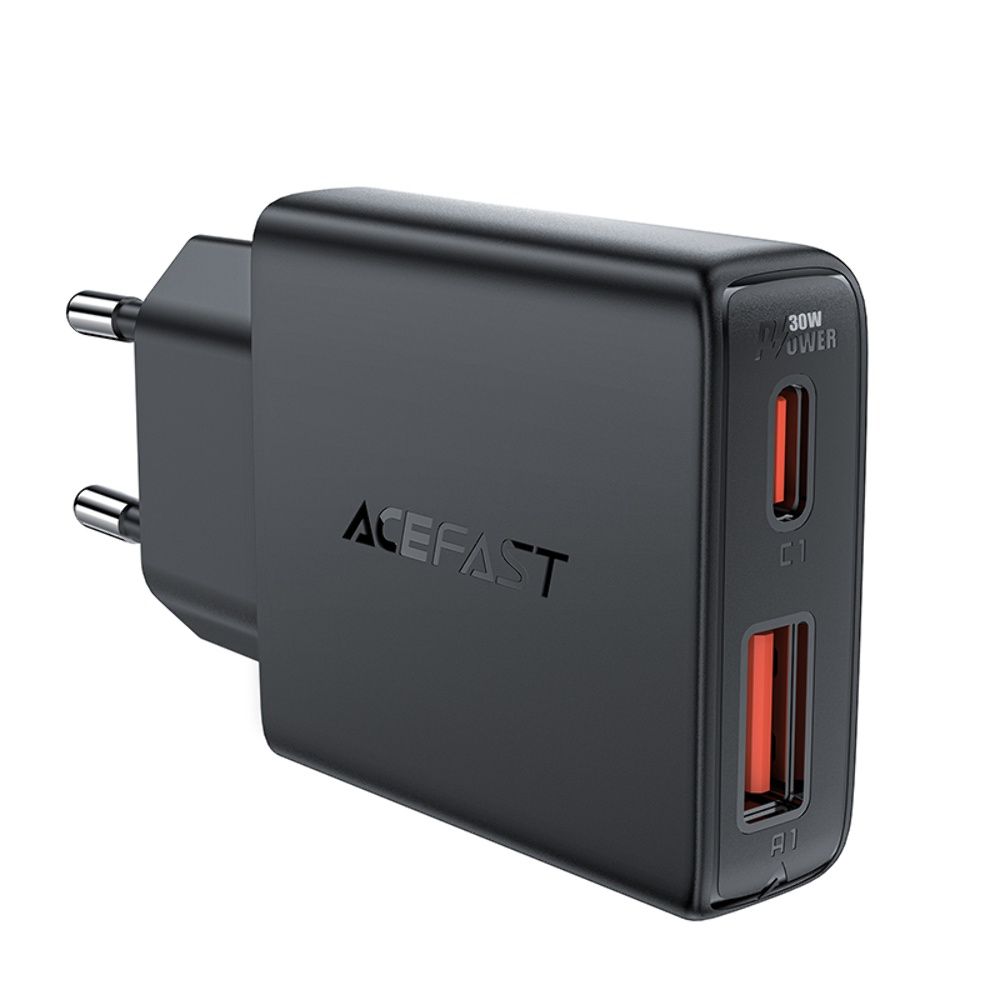 AC зарядний пристрій Acefast A69 USB/ Type-C QC PD 30W GaN чорний AC зарядний пристрій Acefast A69 USB/ Type-C QC PD 30W GaN чорний