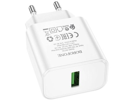 Сетевое Зарядное Устройство Borofone BA72A Spring QC3.0 Белый