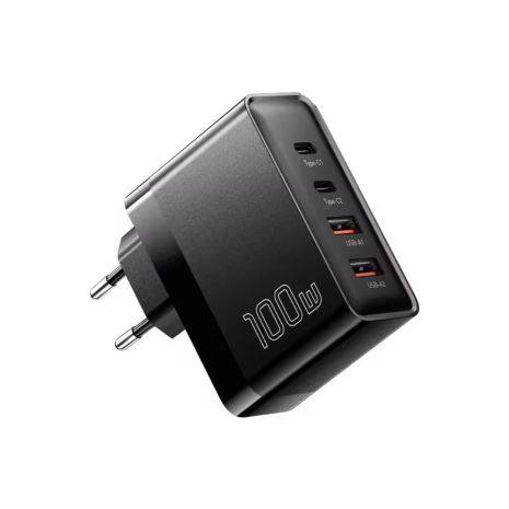Зарядное устройство Essager 100W GaN QC 4.0 2xType-c 2xUSB Black