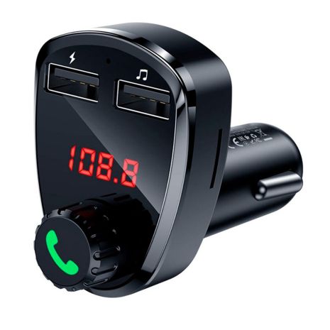 Автозарядное устройство Hoco DE24 2 USB с FM-модулятором (чёрное)