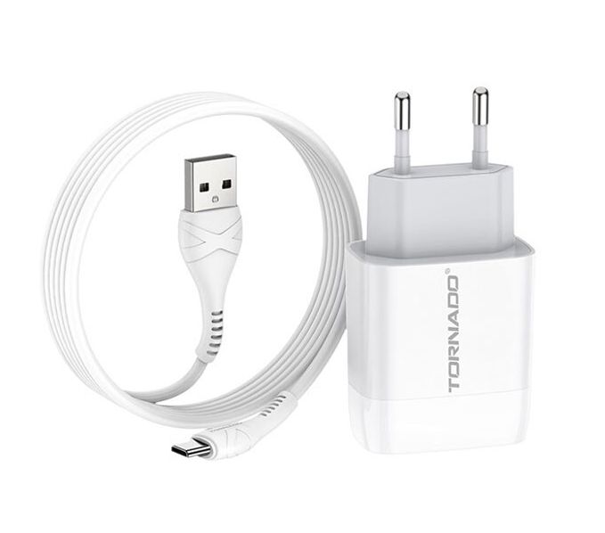 Зарядний пристрій 2в1 Tornado TD-16 2USB Type-C White Зарядний пристрій 2в1 Tornado TD-16 2USB Type-C White