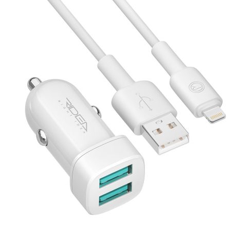Авто Зарядное Устройство Ridea RCC-21312 Grand Lightning 2USB 2.4 A Белый
