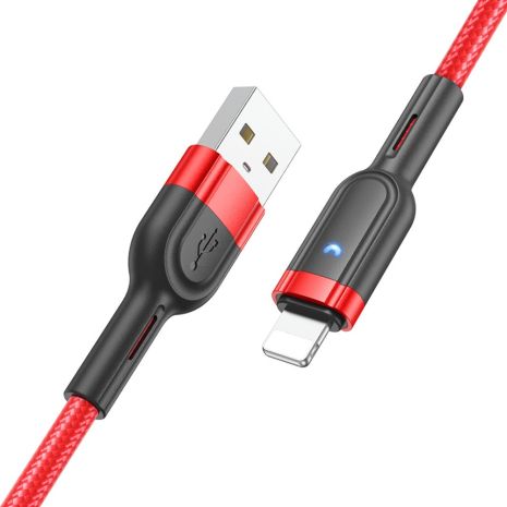 Красный кабель Hoco U117 USB to Lightning 1.2m