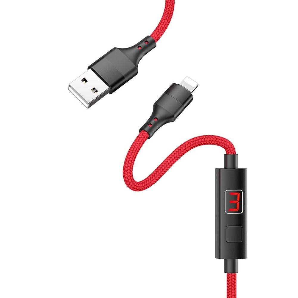 Кабель Hoco S13 с таймером USB to Lightning 1.2m красный Кабель Hoco S13 с таймером USB to Lightning 1.2m красный