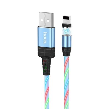 Магнитный USB Кабель HOCO U90 USB - Lightning (1М) (голубой)