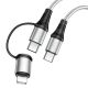 USB Кабель HOCO X50 2in1 Type-C - Type-C + Lightning (1М) (сірий) USB Кабель HOCO X50 2in1 Type-C - Type-C + Lightning (1М) (сірий)