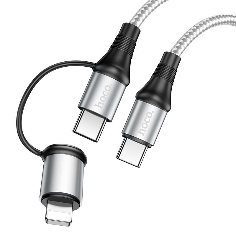 USB Кабель HOCO X50 2in1 Type-C - Type-C + Lightning (1М) (сірий) USB Кабель HOCO X50 2in1 Type-C - Type-C + Lightning (1М) (сірий)