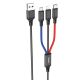 USB Кабель HOCO X76 3in1 USB - Lightning + MicroUSB + Type-C черный, красный, синий