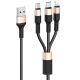 USB Кабель HOCO X26 3in1 USB - Lightning + MicroUSB + Type-C (1М) (черно-золотистый)