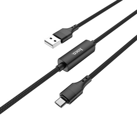 Кабель Hoco S13 с таймером USB to MicroUSB 1.2m черный