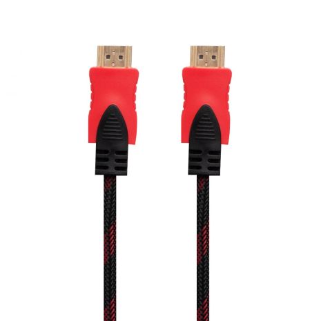 Кабель HDMI-HDMI 1.4V 3m (Тканевый провод) Чёрно-Красный - Аудио и видеокабели