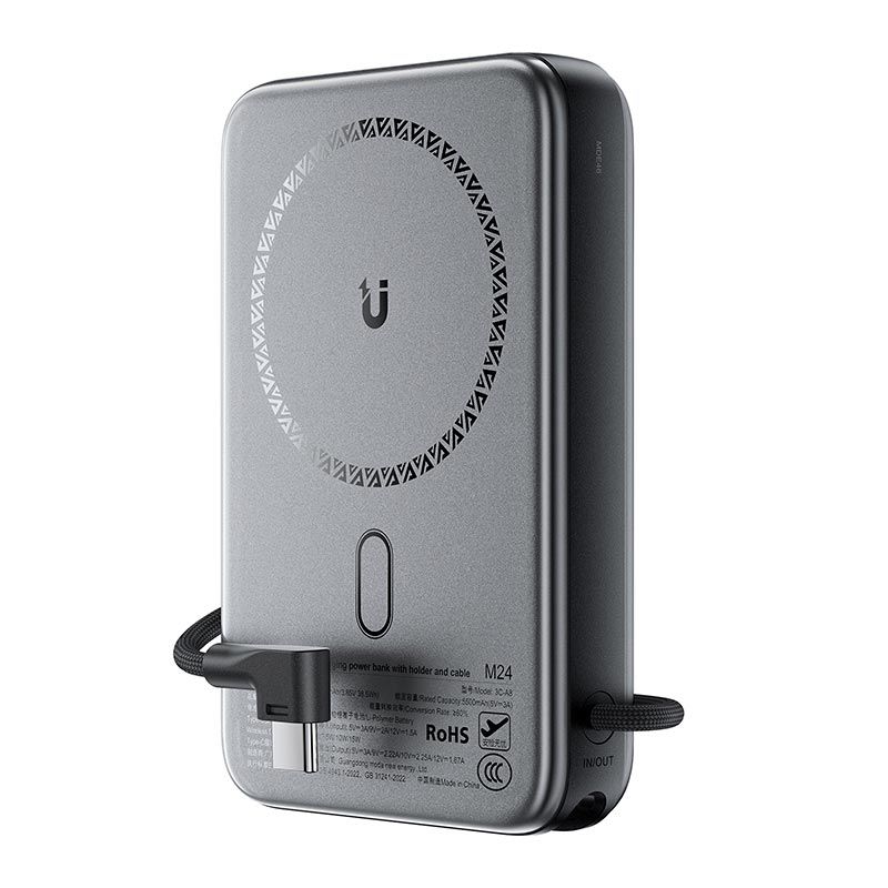 Повербанк ACEFAST magnetic fast charging power bank with holder and cable M24 10000mAh |1Type-C, 22.5W/3A, PD/QC| grey Повербанк ACEFAST magnetic fast charging power bank with holder and cable M24 10000mAh |1Type-C, 22.5W/3A, PD/QC| grey