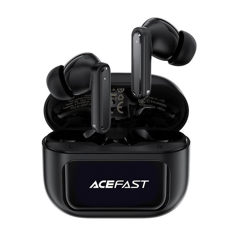 Наушники ACEFAST smart screen active noise cancelling true wireless earbuds W6 IPX4 |BT5.4, 8/35h, 35/400mAh, ANC| black Наушники ACEFAST smart screen active noise cancelling true wireless earbuds W6 IPX4 |BT5.4, 8/35h, 35/400mAh, ANC| black
