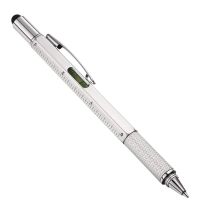 Мультитул-ручка 6в1 Стилус Отвёртка (два вида) Уровень Линейка SILVER