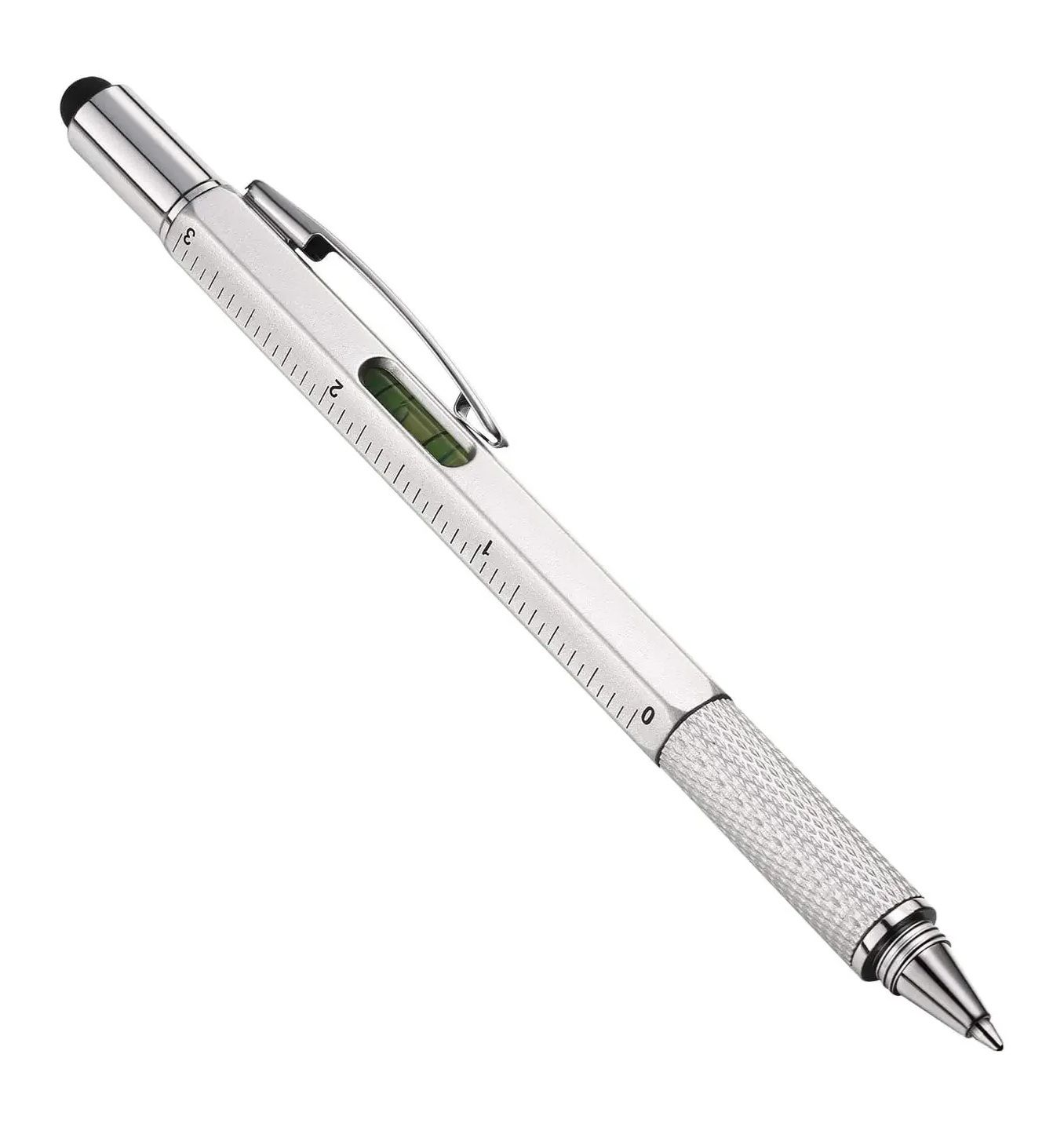 Мультитул-ручка 6в1 Стилус Отвёртка (два вида) Уровень Линейка SILVER Мультитул-ручка 6в1 Стилус Отвёртка (два вида) Уровень Линейка SILVER