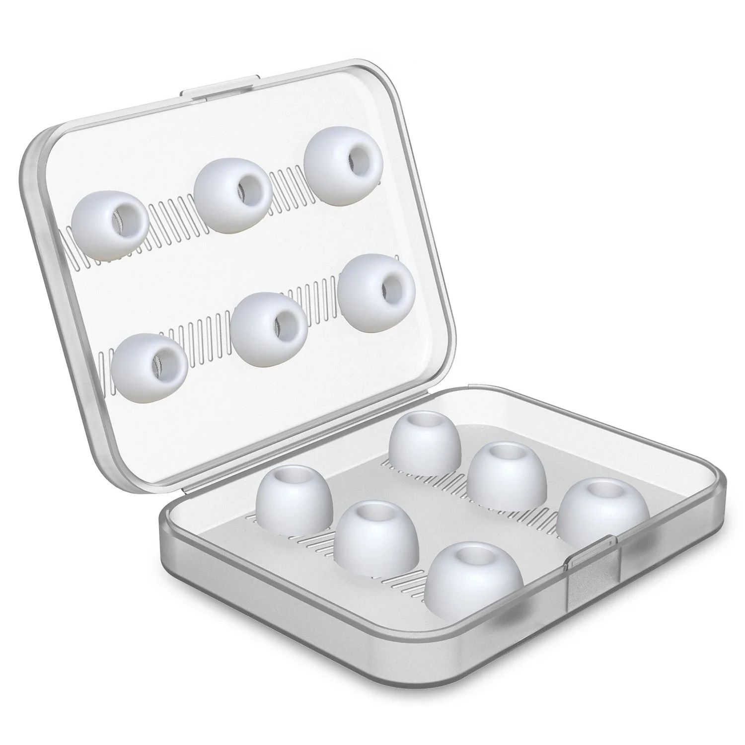 Комплект амбушюр New Bee для AirPods Pro 1-2 / 6 пар 3 размера в кейсе S/M/L White Комплект амбушюр New Bee для AirPods Pro 1-2 / 6 пар 3 размера в кейсе S/M/L White