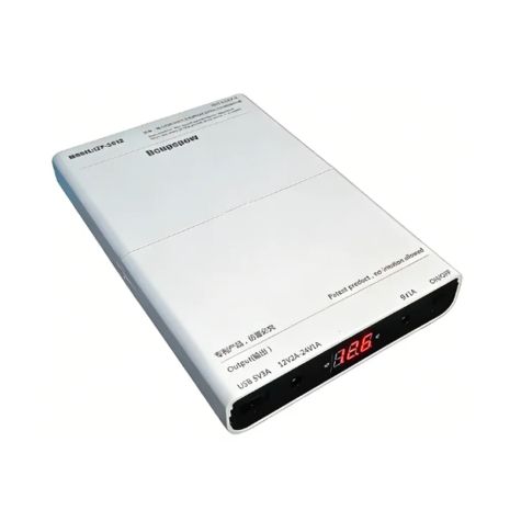 ИБП DIY 36W под АКБ 12x18650x3400mAh Max (до 40800mAh/148Wh) с дисплеем, Out: 1xUSB 5V3A 2xDC 5.5*2.1/2.5mm 9V1A/12V3A, In: DC 12-13V3A 185x125mm WHITE (Без АКБ, кабелей и БП)
