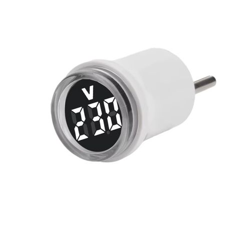 Вольтметр в розетку круглый (50-500V) EU LED мини WHITE