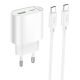 Сетевое Зарядное Устройство Hoco C109A 1USB-C/1USB PD/QC 20W+Type-C to Type-C Белый