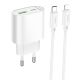 Сетевое Зарядное Устройство Hoco C109A 1USB-C/1USB PD/QC 20W+Type-C to Lightning Белый