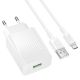 Сетевое Зарядное Устройство Borofone BAS72A 1USB QC3.0 18W+USB to Micro Белый