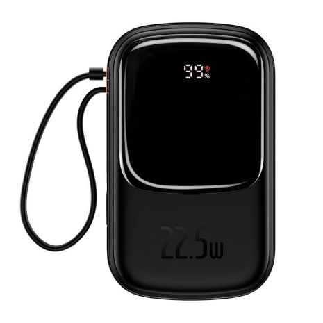 Повербанк BASEUS Qpow Pro Digital Display Fast Charge Power Bank (With Type-C Cable) 20000mAh |USB/Type-C/Lightning, 22.5W/5A, PD/QC| black