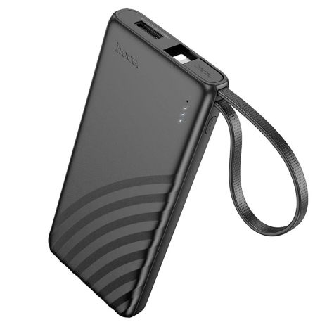 Повербанк HOCO J129 (Lightning) Натуральна Power Bank with cable 5000mAh | 1Type-C/1USB, 2A | black