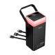 Повербанк HOCO DB103 65W fully compatible power bank with built-in cable and camping light 40000mAh |2USB/1Type-C, PD/QC, 65W/3A| black