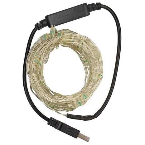 Світлодіодна гірлянда USB, мідна нитка, RGB, 5 м, 50 світлодіодів, bluetooth, керування з телефону