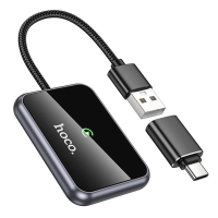 Адаптер автомобильный беспроводной Hoco HU1 CarPlay USB/ Type-C metal grey