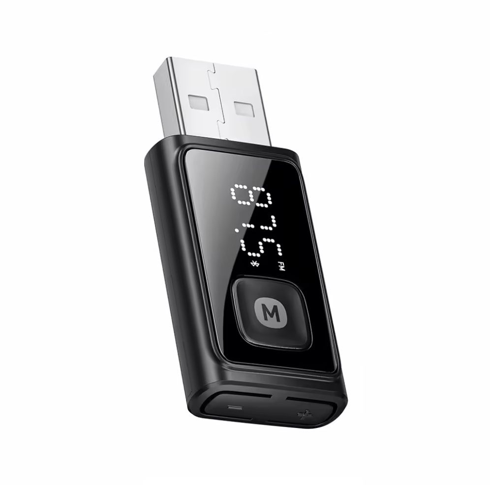 FM-модулятор ESSAGER ES-BT17 трансмиттер LED-дисплей BT5.4 USB-A 19x46x8mm, Black FM-модулятор ESSAGER ES-BT17 трансмиттер LED-дисплей BT5.4 USB-A 19x46x8mm, Black
