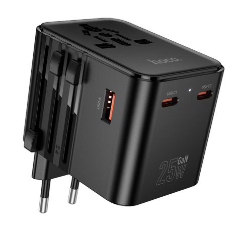 Сетевое зарядное устройство Hoco AC31 USB/ 2 Type-C PD 25W black