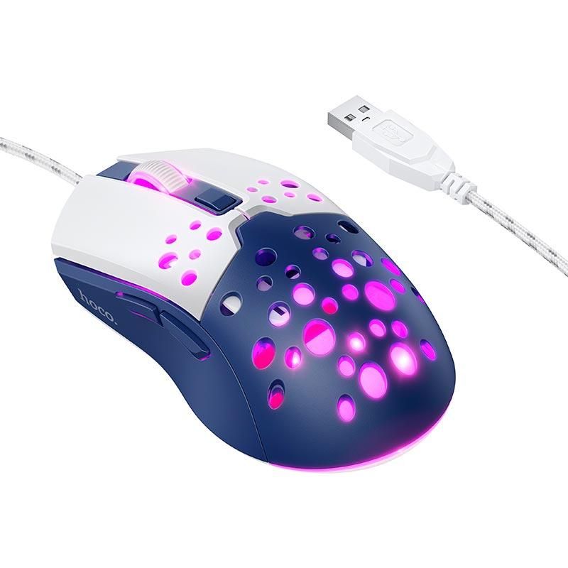 Мышь HOCO Sky luminous gaming wired mouse GM51 |1200-3600dpi, 7 LED colors| white-blue Мышь HOCO Sky luminous gaming wired mouse GM51 |1200-3600dpi, 7 LED colors| white-blue