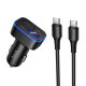 Автомобільний зарядний пристрій Hoco Z63A 2USB/ Type-C PD QC 42W c дисплеєм black + кабель Type-C to Type-C Автомобільний зарядний пристрій Hoco Z63A 2USB/ Type-C PD QC 42W c дисплеєм black + кабель Type-C to Type-C